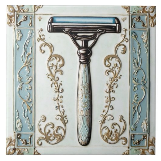 Mint Blue Shave Razor Shaver Funny Bad Fliese (Vorderseite)