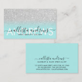 Mint Blue Silver Glitzer Ombre Makeup Friseur Salo Visitenkarte (Vorne/Hinten)