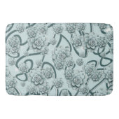 Mint Blue Succulents auf Pine Green Trellis wieder Badematte (Vorderseite)