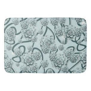 Mint Blue Succulents auf Pine Green Trellis wieder Badematte