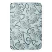 Mint Blue Succulents auf Pine Green Trellis wieder Badematte (Vorderseite Vertikal)