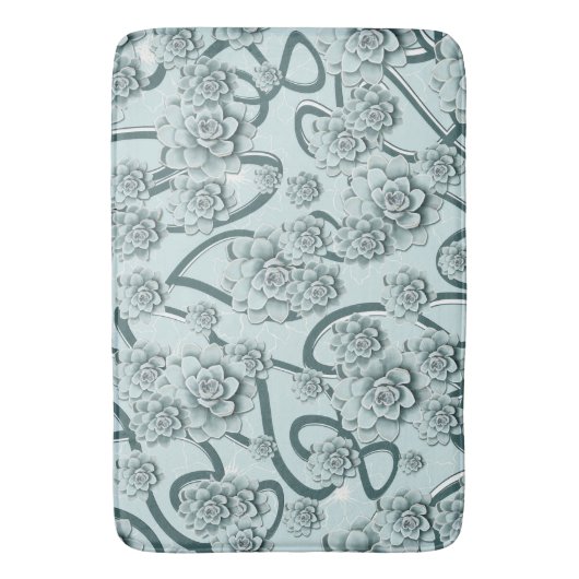 Mint Blue Succulents auf Pine Green Trellis wieder Badematte (Vorderseite Vertikal)