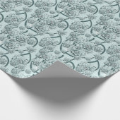 Mint Blue Succulents auf Pine Green Trellis wieder Geschenkpapier (Ecke)
