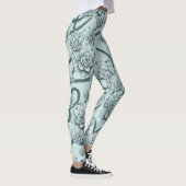Mint Blue Succulents auf Pine Green Trellis wieder Leggings (Rechts)