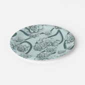 Mint Blue Succulents auf Pine Green Trellis wieder Pappteller (Schrägansicht)