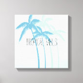 Mint Blue Tropical Palm Trees Ombre Leinwanddruck (Vorderseite)
