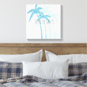 Mint Blue Tropical Palm Trees Ombre Leinwanddruck (Insitu (Schlafzimmer))