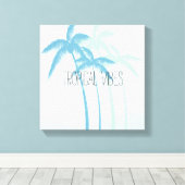 Mint Blue Tropical Palm Trees Ombre Leinwanddruck (Insitu (Holzboden))