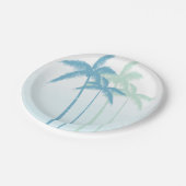 Mint Blue Tropical Palm Trees Ombre Pappteller (Schrägansicht)