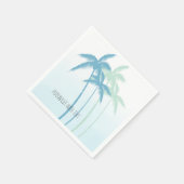 Mint Blue Tropical Palm Trees Ombre Serviette (Ecke)