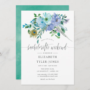 Mint & Blue Watercolor Boho Bachelorette Wochenend Einladung