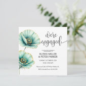 Mint Blue Watercolor Engagement Party Einladung (Stehend Vorderseite)