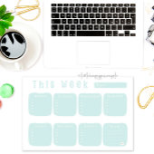 Mint Blue Weekly Planer Kalender Notizblock