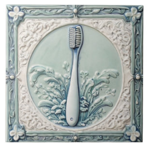 Mint Blue White Toothbrush Funny Dentist Bad Fliese