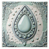 Mint Blue & White Water Drop Teardrop Badezimmer Fliese (Vorderseite)
