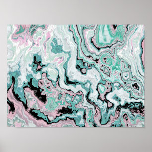 Mint Blush Marmor Achat Träume Poster