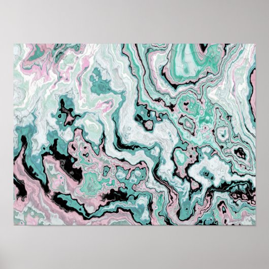 Mint Blush Marmor Achat Träume Poster (Vorne)