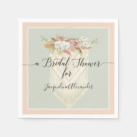 Mint Blush Pampas Grass Blumengrün Bridal Serviette (Vorderseite)