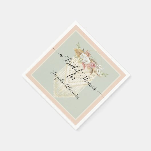 Mint Blush Pampas Grass Blumengrün Bridal Serviette (Ecke)