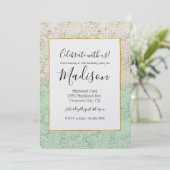 Mint Blush Pink Aquarell Confetti Punkte Einladung (Stehend Vorderseite)