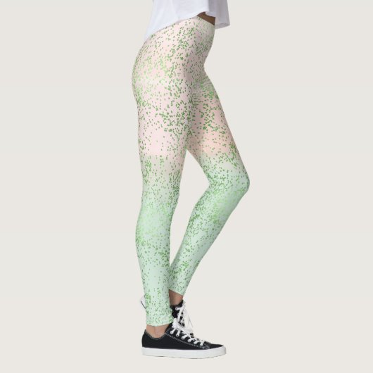 Mint Blush Pink Aquarell Confetti Punkte Leggings (Rechts)