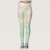 Mint Blush Pink Aquarell Confetti Punkte Leggings (Vorderseite)