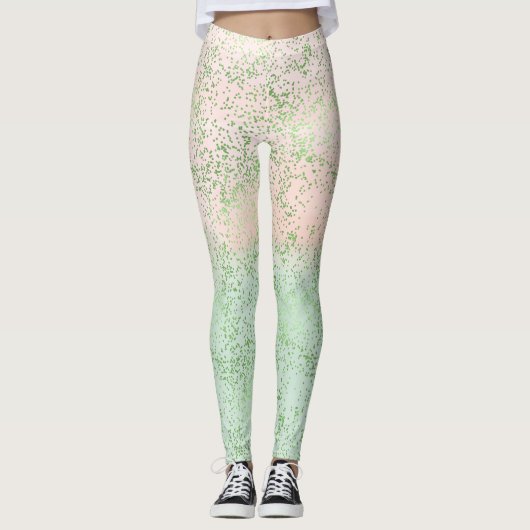 Mint Blush Pink Aquarell Confetti Punkte Leggings (Vorderseite)