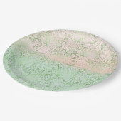 Mint Blush Pink Aquarell Confetti Punkte Pappteller (Schrägansicht)