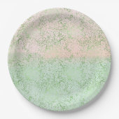 Mint Blush Pink Aquarell Confetti Punkte Pappteller (Vorderseite)