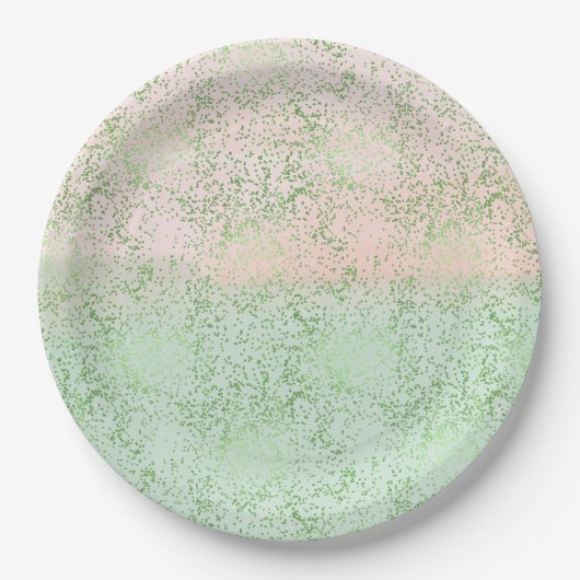 Mint Blush Pink Aquarell Confetti Punkte Pappteller (Vorderseite)