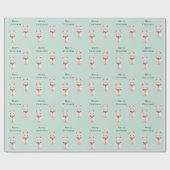Mint Blush Pink Katze Weihnachten Geschenkpapier (Flach)