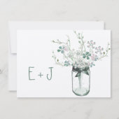 Mint Blush Pink Mason Jar Wild Blume Hochzeit Einladung (Rückseite)