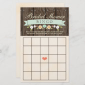 Mint Boho Rustic Bridal Polterabend Bingo Sheet (Vorne/Hinten)