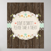Mint Boho Rustic Polterabend Candy Bar Sign Poster (Vorne)