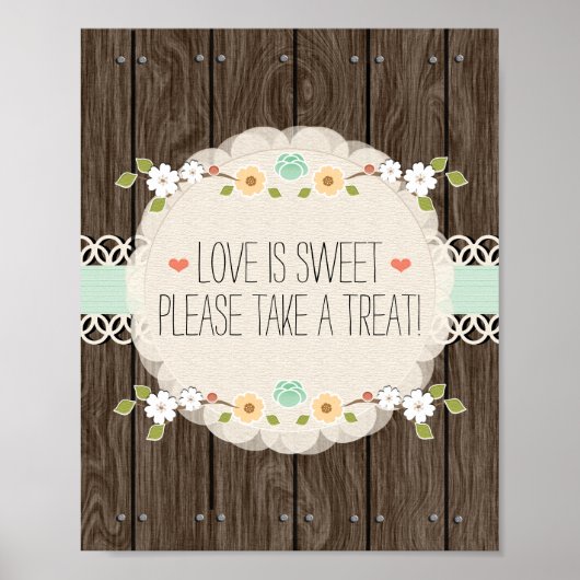 Mint Boho Rustic Polterabend Candy Bar Sign Poster (Vorne)