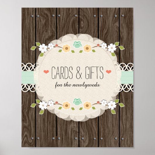 Mint Boho Rustic Polterabend Cards Schild (Vorne)