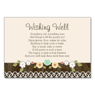 Mint Boho Rustikaler Polterabend WISHING WELL CARD Tischnummer
