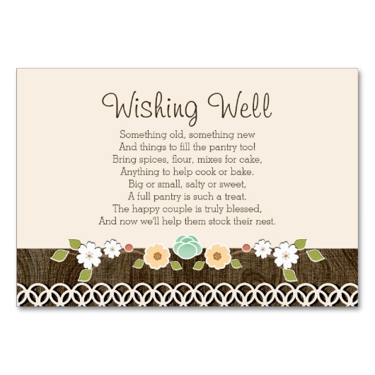 Mint Boho Rustikaler Polterabend WISHING WELL CARD Tischnummer (Vorderseite)