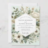 Mint Botanical Elegance Wedding Einladung (Vorderseite)