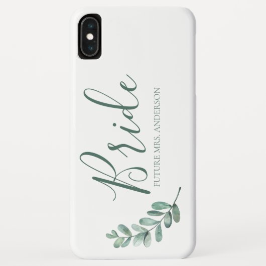 Mint Botanical Elegant Bride Monogram Case-Mate iPhone Hülle (Rückseite)