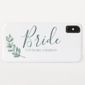 Mint Botanical Elegant Bride Monogram Case-Mate iPhone Hülle (Rückseite (Horizontal))