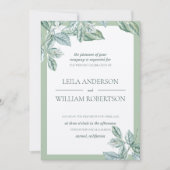 Mint Botanical Elegant Wedding Foto Einladung (Vorderseite)