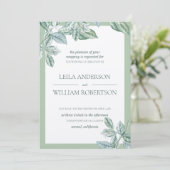 Mint Botanical Elegant Wedding Foto Einladung (Stehend Vorderseite)
