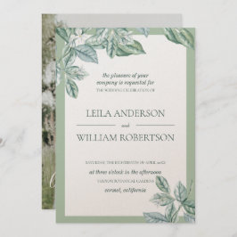 Mint Botanical Elegant Wedding Foto Einladung