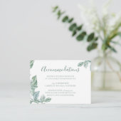 Mint Botanical Wedding Hotel Unterkunftskarten Begleitkarte (Stehend Vorderseite)