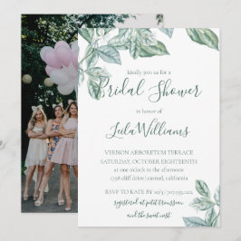 Mint Botanisches Foto Hochzeit Brautparty Einladung