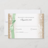 Mint Bow Lace und Burlap Reply RSVP Karte (Vorderseite)