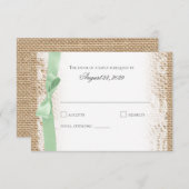 Mint Bow Lace und Burlap Reply RSVP Karte (Vorne/Hinten)