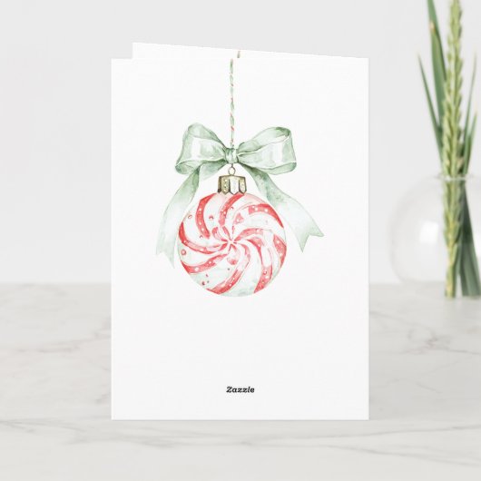 Mint Bow Peppermint Candy Weihnachten Karte (Rückseite)