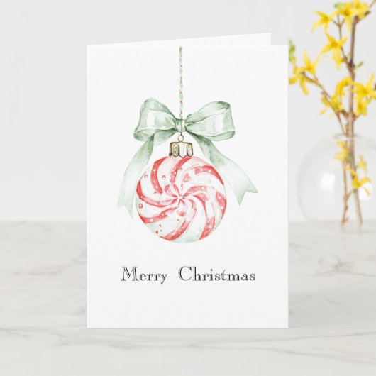 Mint Bow Peppermint Candy Weihnachten Karte (Gelbe Blume)